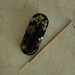 Подставка под благовония из эпоксидной смолы с цветами черная Epoxy Resin Flowers Incense Oval Stand Black варинант исполнения - 3 | Loft Concept в Брянске