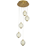 Каскадная люстра с 5-ю плафонами из акрила в виде шара Felice Chandelier Brass варинант исполнения - 1 | Loft Concept в Брянске