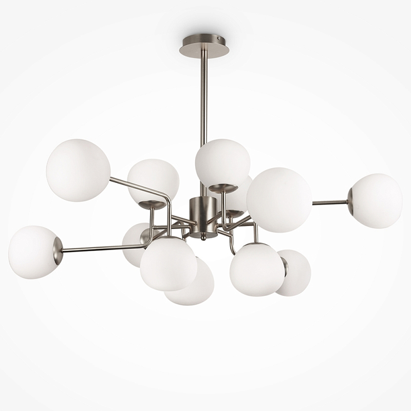 Люстра Tiepolo Ball Chandelier Nickel 12 Никель Белый в Брянске | Loft Concept 