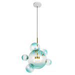 Подвесной светильник с прозрачными бирюзовыми стеклянными шарами и золотыми деталями Диаметр 46 Giopato & Coombes варинант исполнения - 1 | Loft Concept в Брянске