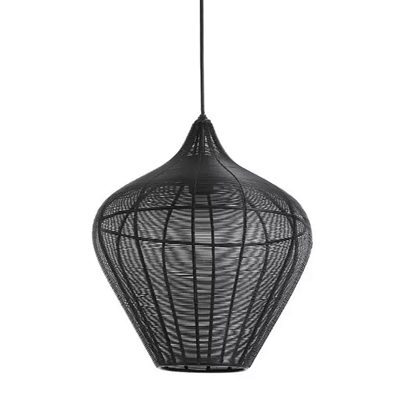 Подвесной светильник в форме купола с плетеным металлическим абажуром Wicker Iron Lamp Черный Подвесной светильник в форме купола с плетеным металлическим абажуром Wicker Iron Lamp Черный в Брянске | Loft Concept