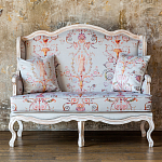 Двухместный диван из массива бука серый с растительным орнаментом Raffael Blue Grey Sofa варинант исполнения - 10 | Loft Concept в Брянске