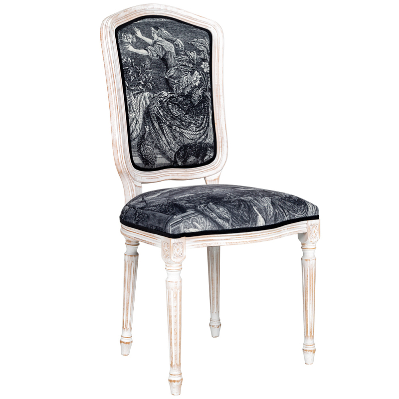 Стул Blois Stool Черно-белый Белый винтажная патина Стул Blois Stool Черно-белый Белый винтажная патина в Брянске | Loft Concept