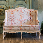 Двухместный диван из массива бука серый с растительным орнаментом Raffael Blue Grey Sofa варинант исполнения - 7 | Loft Concept в Брянске