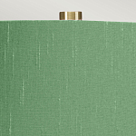 Настольная лампа с белым фигурным основанием на латунном основании и зеленым тканевым конусным абажуром Elstead Lighting варинант исполнения - 2 | Loft Concept в Брянске