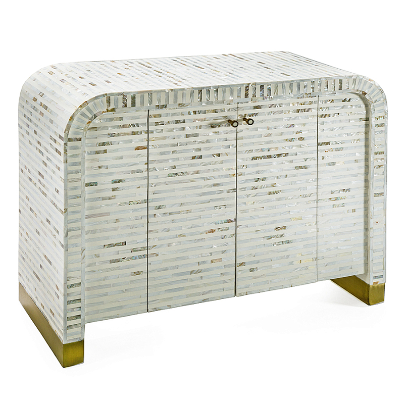 Буфет в гостиную с инкрустацией  Mother of Pearl Inlay Cabinet Белый Перламутровый Золотой в Брянске | Loft Concept 