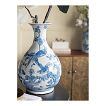 Ваза с мотивами цветущего сада с попугаями Blue Vase Inspired by Nature варинант исполнения - 6 | Loft Concept в Брянске