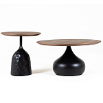 Столик журнальный с круглой деревянной столешницей на черном фактурном основании Bourgeon варинант исполнения - 3 | Loft Concept в Брянске