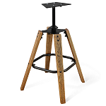 Барный стул со спинкой и металлической подставкой на 4-х деревянных ножках Зеленый Велюр Vendramin Chair варинант исполнения - 4 | Loft Concept в Брянске