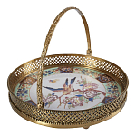 Блюдо фарфоровое с бронзовой ручкой Paradise Dish with Handle варинант исполнения - 1 | Loft Concept в Брянске