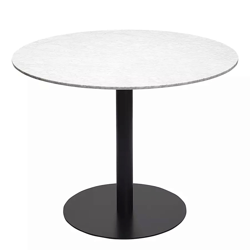 Круглый обеденный стол с белой мраморной столешницей White Tabletop on Black Base Белый Черный Круглый обеденный стол с белой мраморной столешницей White Tabletop on Black Base Белый Черный в Брянске | Loft Concept