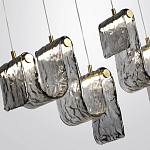 Подвесной светильник линейный с плафонами волнистой формы из фактурного стекла Big Wave варинант исполнения - 5 | Loft Concept в Брянске