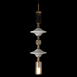 Подвесной светильник с белыми стеклянными элементами и бронзовыми вставками Высота 90 см Gabriel Scott Luna варинант исполнения - 6 | Loft Concept в Брянске