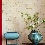 Обои с вышивкой ручной работы Glyph Original colourway on wool sateen варинант исполнения - 2 | Loft Concept в Брянске