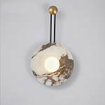 Бра круглое с каменным основанием и плафоном из стекла в форме шара Shaw Marble Lighting варинант исполнения - 1 | Loft Concept в Брянске