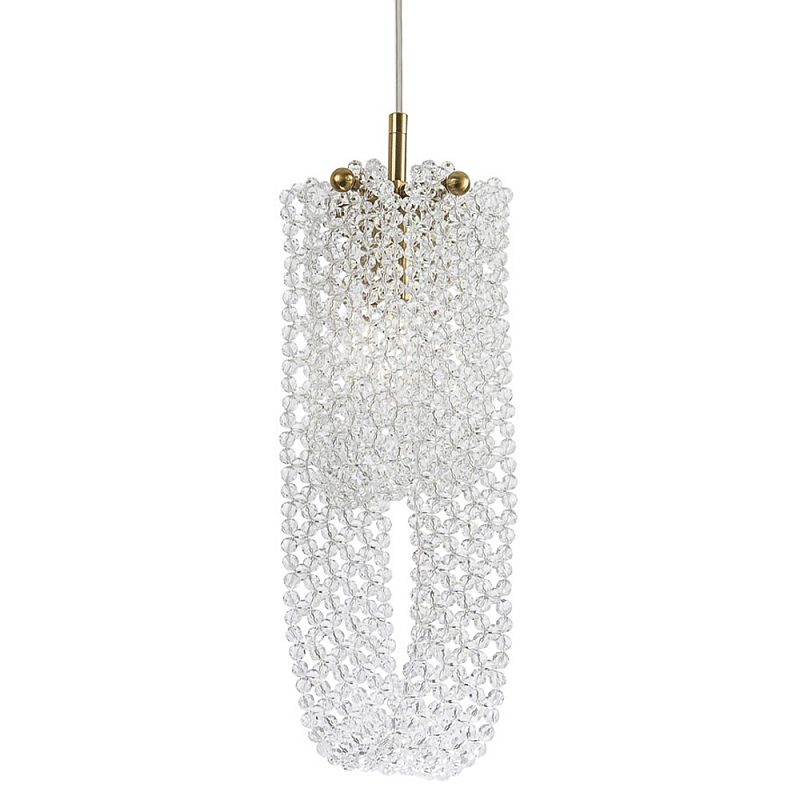 Подвесной светильник с хрустальными подвесками Godard Crystal Hanging Lamp Прозрачный Латунь Подвесной светильник с хрустальными подвесками Godard Crystal Hanging Lamp Прозрачный Латунь в Брянске | Loft Concept