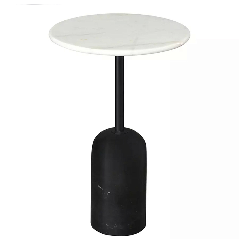 Кофейный столик с белой мраморной столешницей на черном основании Tall Coffee Black and White Table Белый Черный Кофейный столик с белой мраморной столешницей на черном основании Tall Coffee Black and White Table Белый Черный в Брянске | Loft Concept