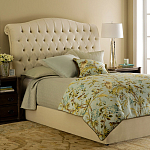 Кровать двуспальная бежевая с основанием из массива дуба с мягким изголовьем Flax Beds варинант исполнения - 1 | Loft Concept в Брянске