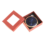 Зеркало карманное круглое двухстороннее из натурального камня Содалит в подарочной упаковке Gold Stone Mirrors варинант исполнения - 3 | Loft Concept в Брянске