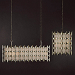 Люстра овальной формы с фактурным серебряным каркасом и тканевым абажуром Silver Honeycomb варинант исполнения - 5 | Loft Concept в Брянске