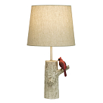 Настольная лампа с тканевым абажуром и основанием в виде птицы на дереве Simurq варинант исполнения - 1 | Loft Concept в Брянске