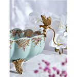 Чаша из голубого фарфора на бронзовых ножках с рисунком цветов и фигурками стрекоз Blue Garden варинант исполнения - 6 | Loft Concept в Брянске