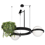 Подвесной светильник с 2-мя шарообразными плафонами и цилиндрическим спотом Light of Еyes варинант исполнения - 6 | Loft Concept в Брянске