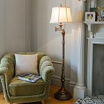 Торшер классического стиля цвета темная бронза с бежевым льяным абажуром Feiss варинант исполнения - 2 | Loft Concept в Брянске