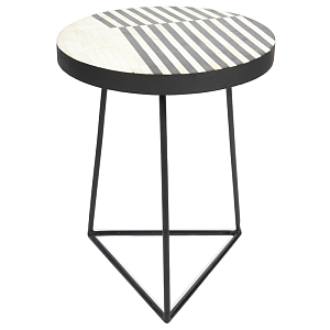Круглый приставной столик Bone Inlay Strips