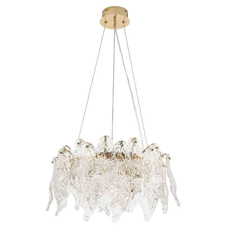 Люстра с декором из текстурированного стекла Textured Glass Chandelier 6 Прозрачное Стекло Золотой Люстра с декором из текстурированного стекла Textured Glass Chandelier 6 Прозрачное Стекло Золотой в Брянске | Loft Concept