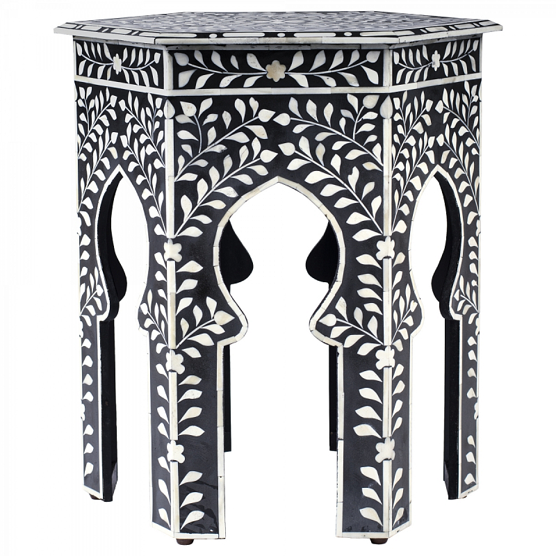 Табурет Inlaid Bone East Черный Белый Табурет Inlaid Bone East Черный Белый в Брянске | Loft Concept