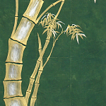 Обои ручная роспись Bamboo Golden on Edo Green India tea paper варинант исполнения - 2 | Loft Concept в Брянске