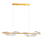 Люстра линейная золотистого цвета с двумя прозрачными волнистыми элементами Wave Line варинант исполнения - 2 | Loft Concept в Брянске