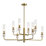 Люстра с 8-ю плафонами в форме стеклянных трубок и мраморных декоративных элементов Montreal варинант исполнения - 7 | Loft Concept в Брянске