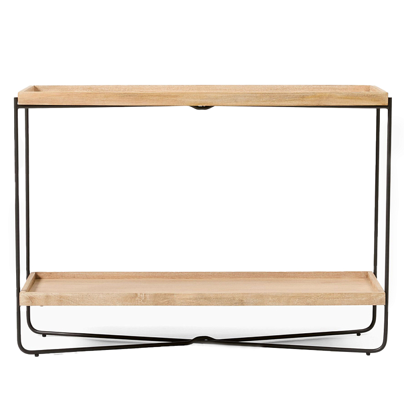 Консоль деревянной столешницей и полкой Wooden Table Top and Shelf Бежевый Черный Консоль деревянной столешницей и полкой Wooden Table Top and Shelf Бежевый Черный в Брянске | Loft Concept
