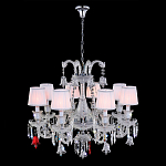 Люстра с 8-ю белыми текстильными абажурами и хрустальными подвесками Lustre Reverie варинант исполнения - 2 | Loft Concept в Брянске