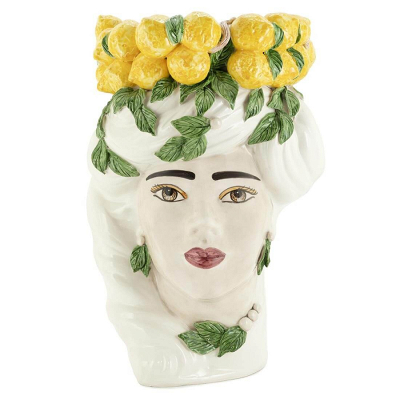 Ваза VASE LEMON HEAD LADY BIG Желтый Белый Ваза VASE LEMON HEAD LADY BIG Желтый Белый в Брянске | Loft Concept