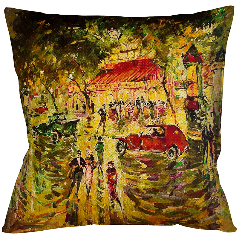 Подушка декоративная с цветным принтом Impressionism in Paris Мульти Бежевый Подушка декоративная с цветным принтом Impressionism in Paris Мульти Бежевый в Брянске | Loft Concept