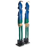 Комплект из 2-х деревянных статуэток Asmat Statuettes Blue Green варинант исполнения - 5 | Loft Concept в Брянске