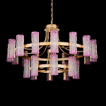 Люстра двухъярусная круглая с текстурными цилиндрическими плафонами Glimpse варинант исполнения - 1 | Loft Concept в Брянске