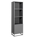 Стеллаж книжный цвета графит с 3-мя открытыми полками и дверкой Strict Lines варинант исполнения - 1 | Loft Concept в Брянске