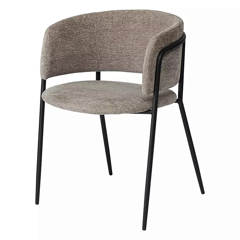 Стул полукруглый с каркасом из металла и мягким сиденьем и спинкой Soft Chenille Черный Капучино Стул полукруглый с каркасом из металла и мягким сиденьем и спинкой Soft Chenille Черный Капучино в Брянске | Loft Concept