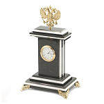 Часы настольные бронзовые с Гербом России из натурального камня Змевик Stone Clock варинант исполнения - 2 | Loft Concept в Брянске