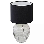 Настольная лампа с черным цилиндрическим тканевым абажуром и фактурным прозрачным основанием Black Cone варинант исполнения - 1 | Loft Concept в Брянске