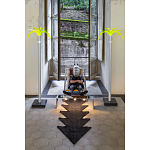 Дизайнерское кресло на металлическом каркасе с подставкой для ног Poltronova Mies Armchair варинант исполнения - 6 | Loft Concept в Брянске