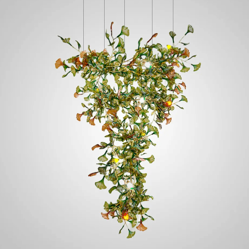 Люстра на ветвистом каркасе с листьями Green Floral Attraction Зеленый Латунь Люстра на ветвистом каркасе с листьями Green Floral Attraction Зеленый Латунь в Брянске | Loft Concept