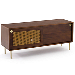 ТВ-тумба из ореха с плетеным декором Eland Wooden Wicker TV Stand варинант исполнения - 1 | Loft Concept в Брянске