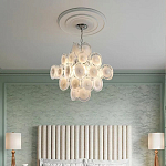 Люстра  с каскадом из круглых декоративных элементов  White Clear Glass Chandelier варинант исполнения - 5 | Loft Concept в Брянске