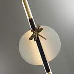 Подвесной светильник с шарообразным плафоном из алебастра и бронзовой декоративной стрекозой Alaris  варинант исполнения - 6 | Loft Concept в Брянске