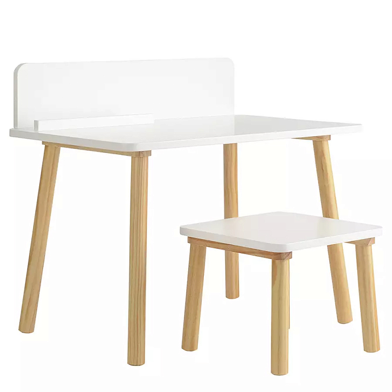 Набор детской мебели белый Childrens Table with Stool Белый Голубой Набор детской мебели белый Childrens Table with Stool Белый Голубой в Брянске | Loft Concept